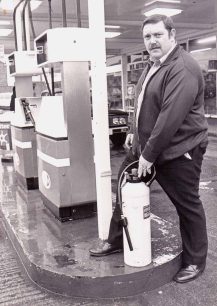 John Rowland after pushing away blazing car