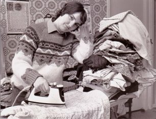Mrs Attwater ironing