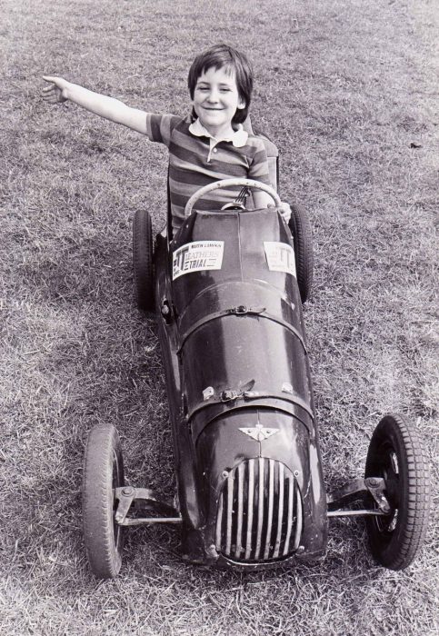 Toby Warrington in a mini racing car