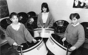 Three members of Radcliffe Rollers School Band