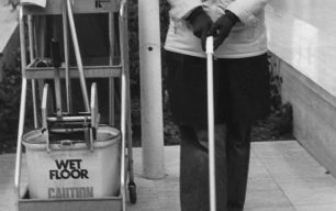 A cleaner in the Shopping Building