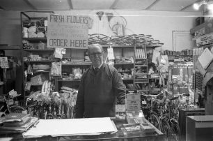 Shopkeeper at bicycle shop