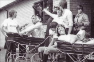 Coffee Hall fete - pram race competitors