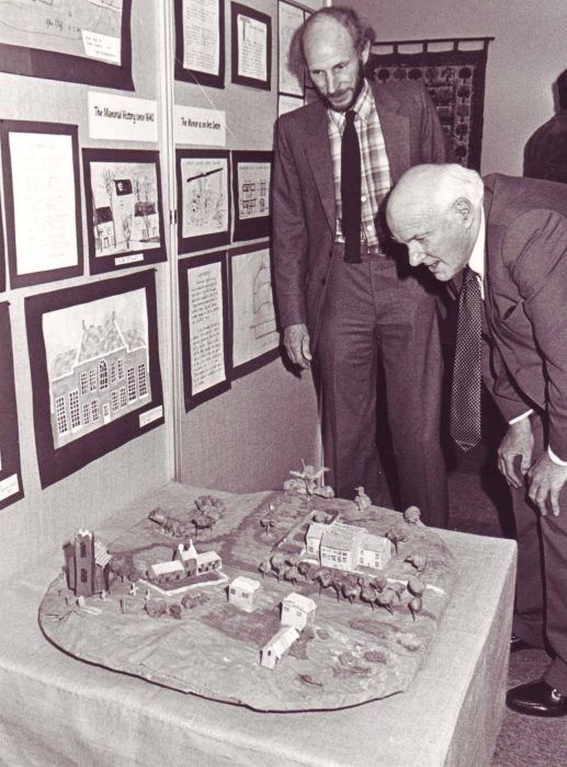Lord Campbell and a model of Great Linford Manor