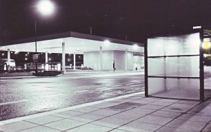 The bus station at night