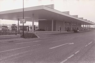 The bus station in daytime