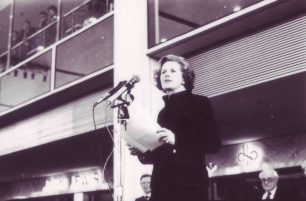 Mrs Thatcher opening the Shopping Building
