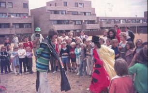 Inter-Action MK play event with Serpentine Court in Background, 1970s