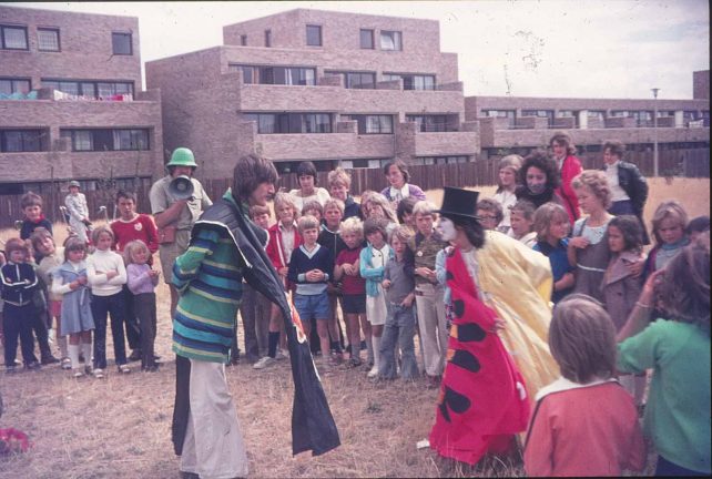 Inter-Action MK play event with Serpentine Court in Background, 1970s
