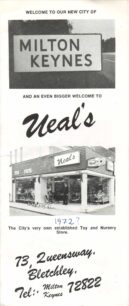 Advertising brochure for Neal's toy and nursery store