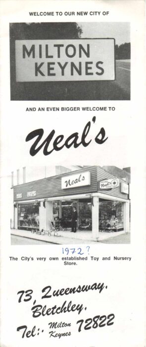 Advertising brochure for Neals toy and nursery store