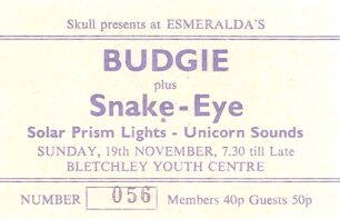 Esmeralda's - Budgie and Snake-Eye ticket