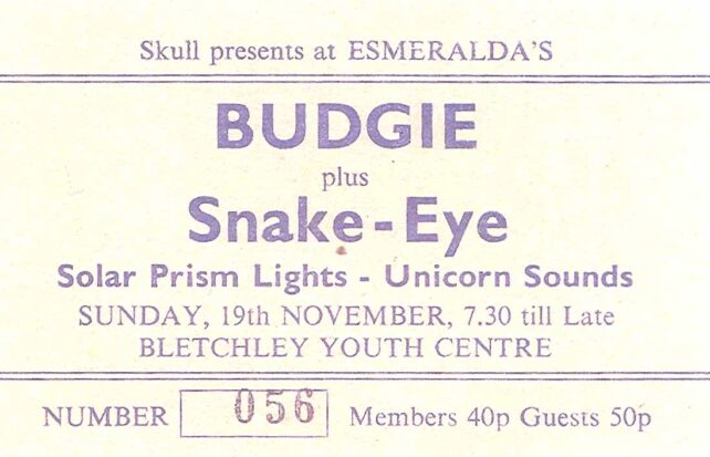 Esmeralda's - Budgie and Snake-Eye ticket