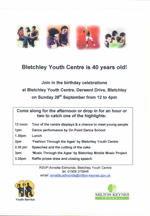 Bletchley Youth Centre is 40 years old!