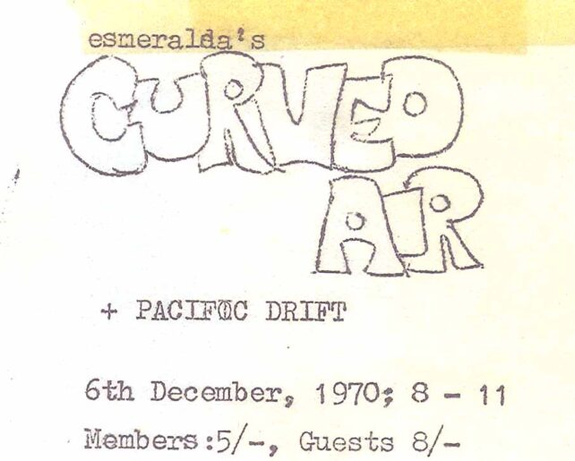 Esmeralda's - Curved Air ticket