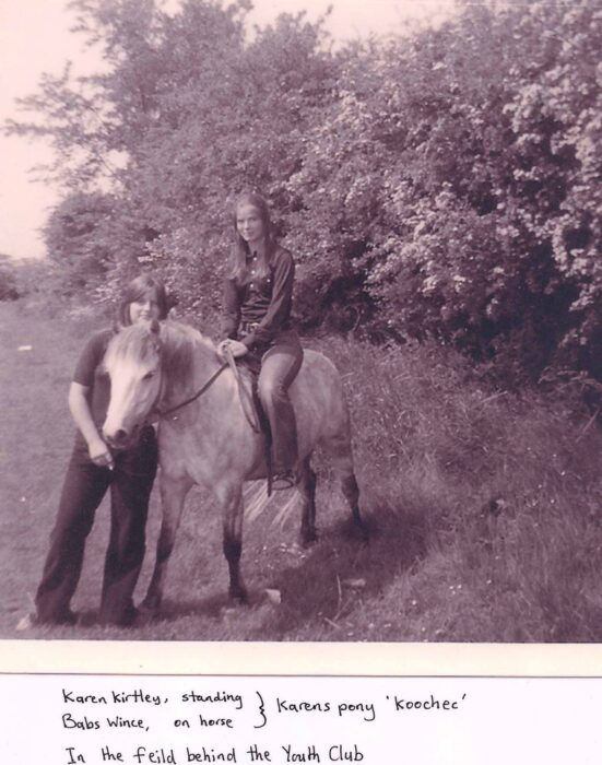 Field behind Youth Centre with girls and pony