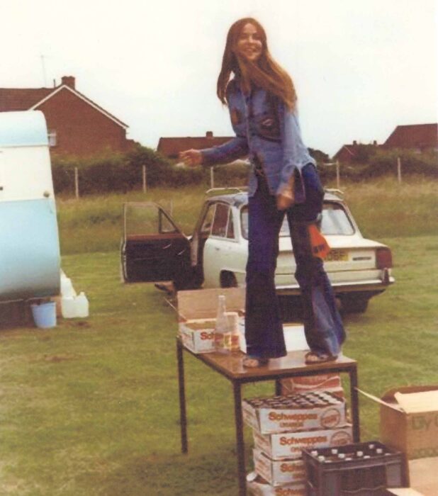 Girl standing on a table