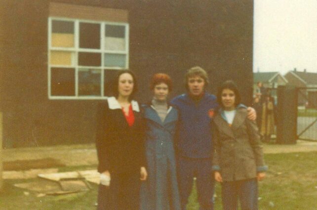 Four club members ouside the youth club