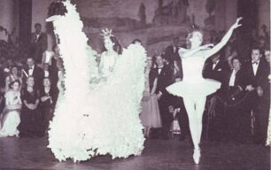 Ballerina with girl sitting on swan