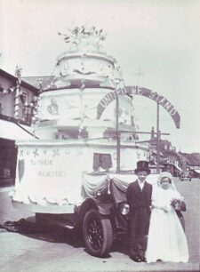 Carnival vehicle outside Cowlishaw's shop