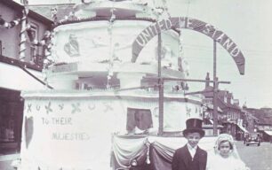 Carnival vehicle outside Cowlishaw's shop