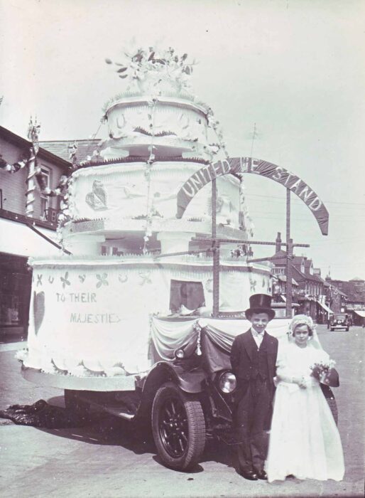 Carnival vehicle outside Cowlishaw's shop