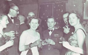 Douglas and Joan Cowlishaw (on right) at party