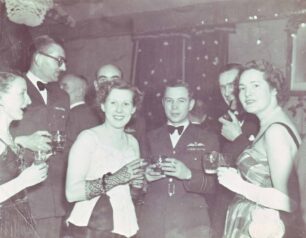 Douglas and Joan Cowlishaw (on right) at party