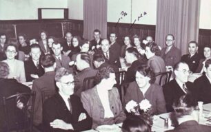 Douglas and Joan Cowlishaw sitting at a dinner