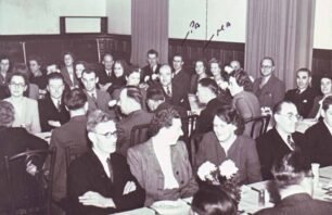 Douglas and Joan Cowlishaw sitting at a dinner