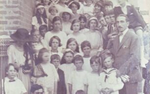 School group of children with Head Teacher