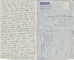 Air Mail Letters to AC1 Douglas Cowlishaw 1943 to 1945