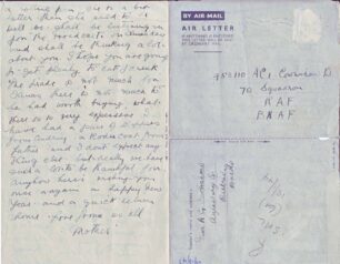 Air Mail letter written on 12 Dec 1943 from Mother