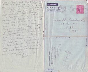 Air Mail letter written on 25 Sep 1944 from Mother