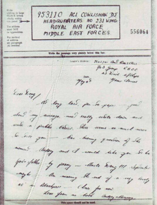 Airgraph written on 4 May 1942 from Audrey and Bunny