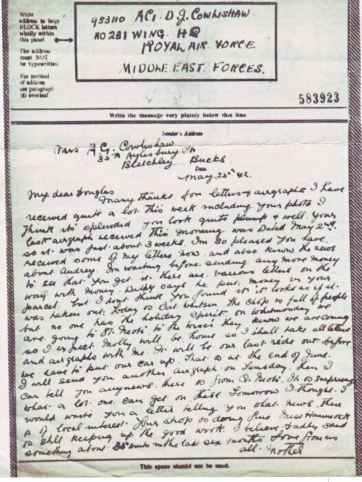 Airgraph written on 25 May 1942 from Mother