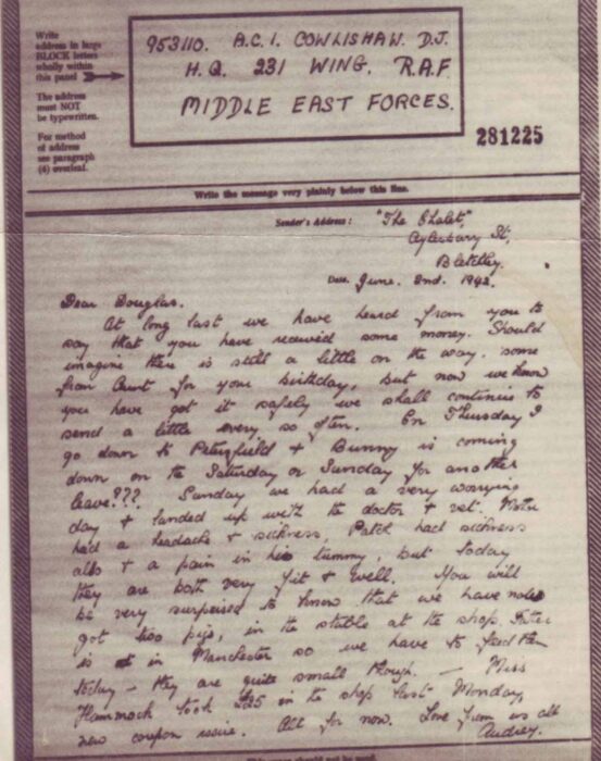 Airgraph written on 2 Jun 1942 from Audrey