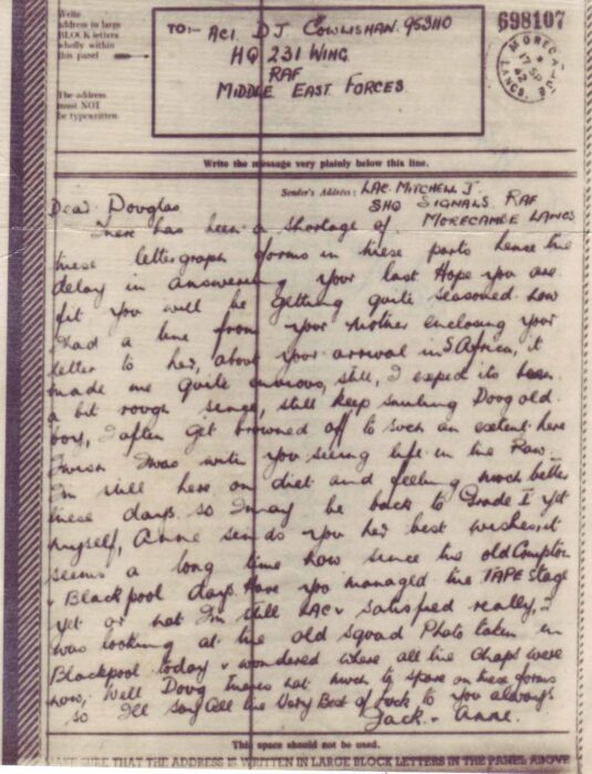 Airgraph written on 17 Sep 1942 from Jack & Anne
