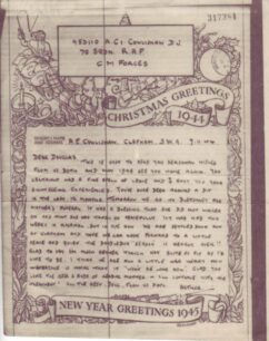 Airgraph written on 9 Nov 1944 from A. E. Cowlishaw