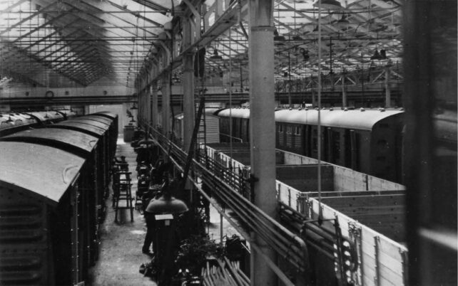 Inside the wagon shop