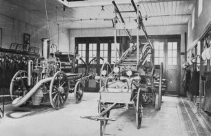 Postcard, Fire station interior