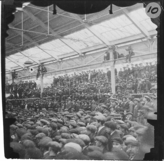 Mass meeting in sheds
