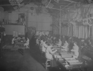 Girls working on munitions in Test room