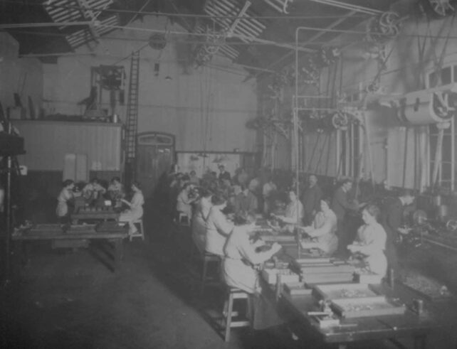 Girls working on munitions in Test room
