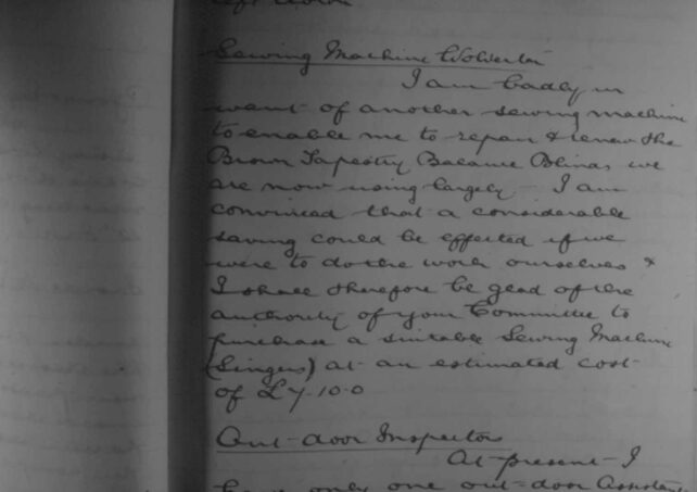 The Works log book, Repair to sewing machine