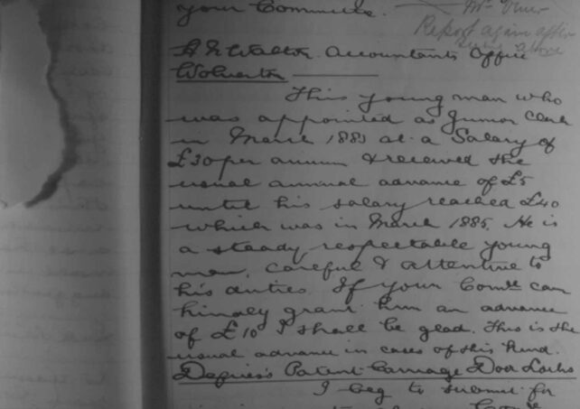 Extract from The Works Log Book
