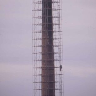 Wolverton Works chimney being prepared for demolition 1995
