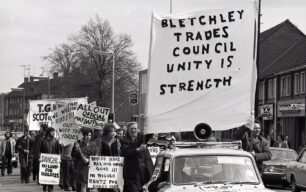 May Day protest march through Queensway, 1970s