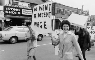 Tetley Tea workers stage a protest march, Queensway,1970s