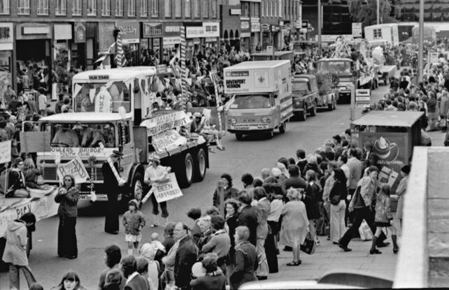 Bletchley Carnival parade on Queensway, 1970s